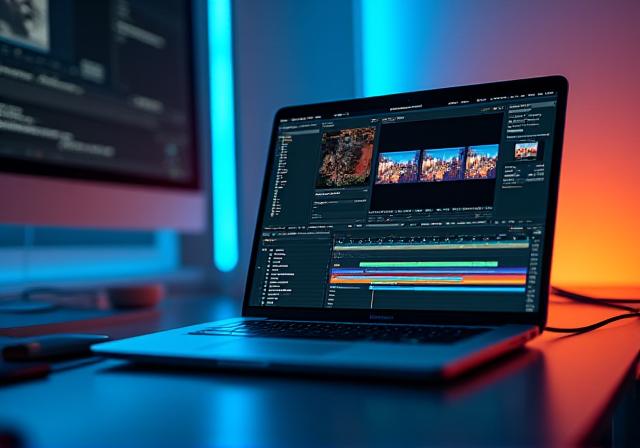 Estudyante na gumagamit ng MacBook Pro para sa Final Cut Pro editing